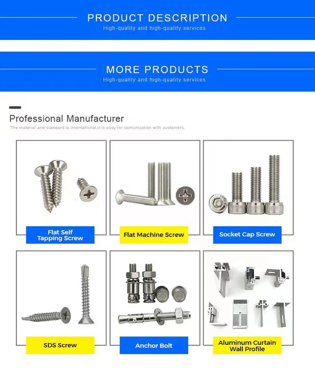 M6-M16 SS304 Stainless Steel Expansion Wedge Anchor Bolt Fastener